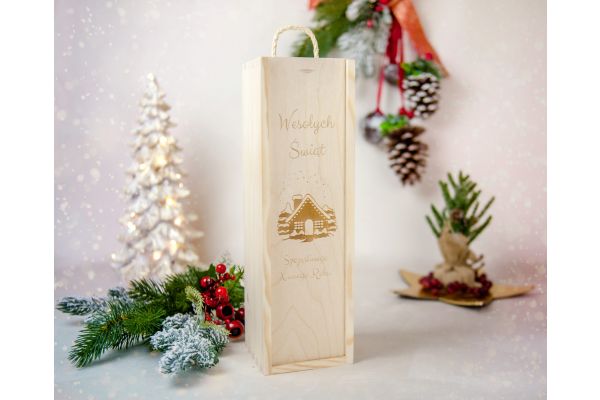Grawerowana świąteczna skrzynka na wino  DA2